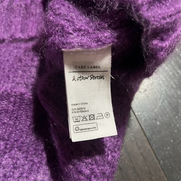 & Other Stories Purple Mohair Wool Blend Knit Crewneck Sweater Cozy SMALL - Picture 5 of 7